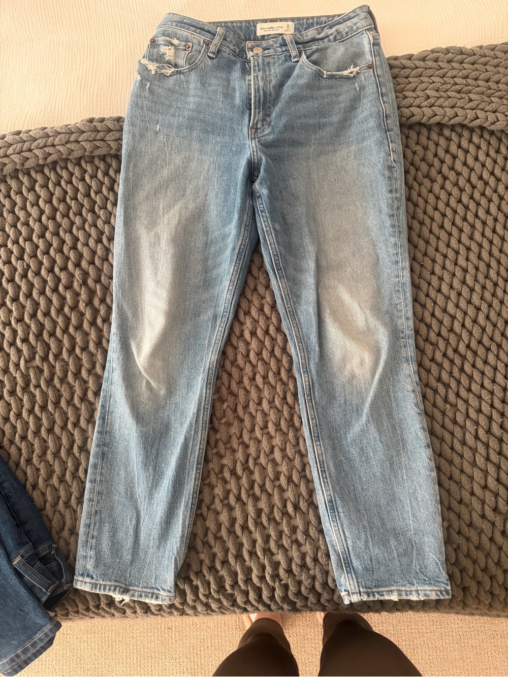 Abercrombie & Fitch High Rise Mom Jeans in Light Blue